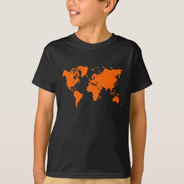 T-shirt Carte du monde - Orange (Devant)