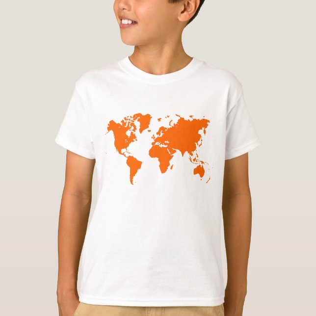 T-shirt Carte du monde - Orange (Devant)