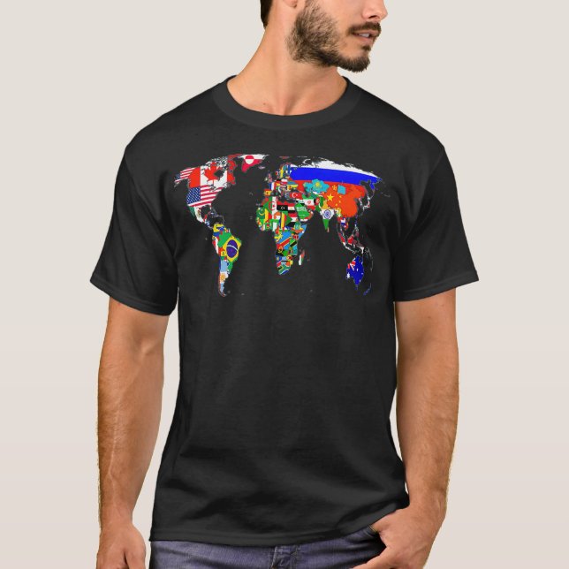 T-shirt Carte du monde Pays Indicateur Atlas  (Devant)