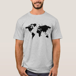 T-shirt carte du monde simple noir