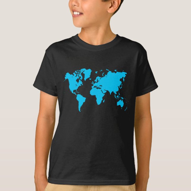 T-shirt Carte du monde - Sky Blue (Devant)