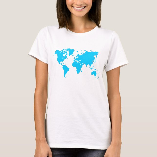 T-shirt Carte du monde - Sky Blue (Devant)