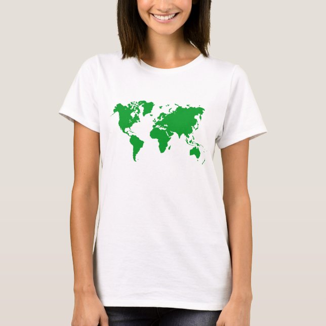 T-shirt Carte du monde - Vert d'herbe (Devant)