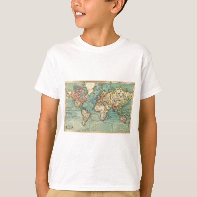 T-shirt Carte du monde vintage (Devant)