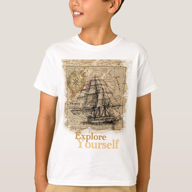 T-shirt Carte du monde vintage (Devant)