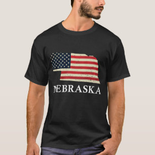 T-shirt Carte du Nebraska État américain Drapeau 4 juillet