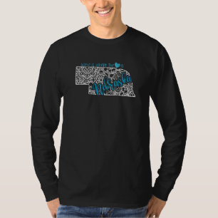 T-shirt Carte du Nebraska, État d'origine, Mandala Usa Amé
