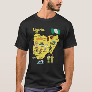 T-shirt Carte du Nigeria Symboles de repère des principale