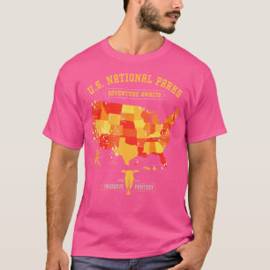 T-shirt Carte du parc national des États-Unis - Randonnée 