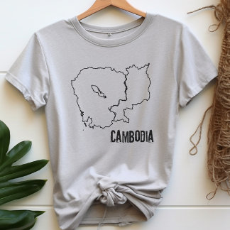 T-shirt Carte du pays Cambodge Ligne Shirt Cambodian