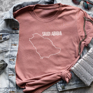 T-shirt Carte du pays d'Arabie saoudite Forme de ligne ara
