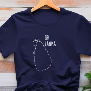 T-shirt Carte du pays Sri Lanka Forme de la ligne frontièr