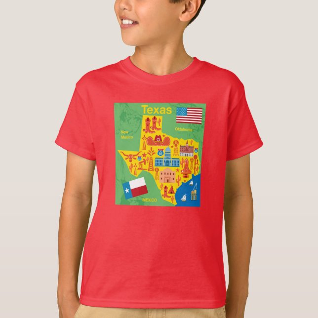 T-shirt Carte du Texas d'enfants (Devant)