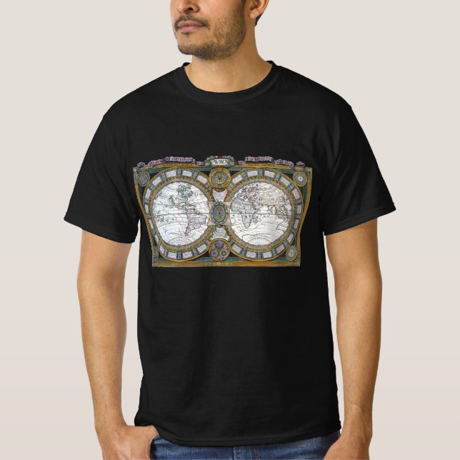 T-shirt Carte du Vieux Monde par Claude Auguste Berey (Devant)