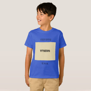 T-shirt - Carte du Wyoming avec la ville