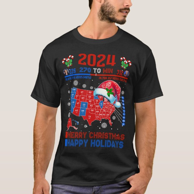 T-shirt Carte électorale de 2024 Joyeux glissement de terr (Devant)