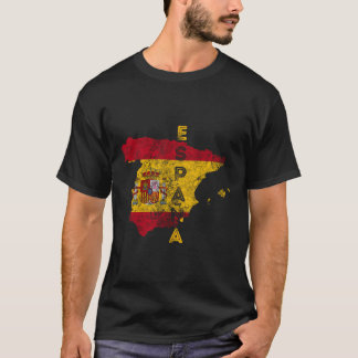 T-shirt Carte Espagnole Et Drapeau Souvenir Perdu Espagne