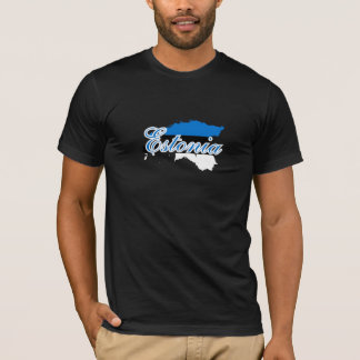 T-shirt Carte Estonie moderne simple Plan National Drapeau