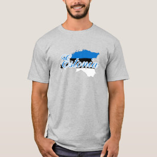 T-shirt Carte Estonie moderne simple Plan National Drapeau