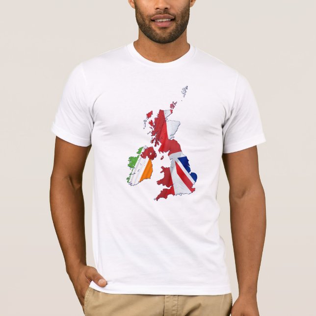 T-SHIRT CARTE ET DRAPEAUX DES ÎLES BRITANNIQUES (Devant)