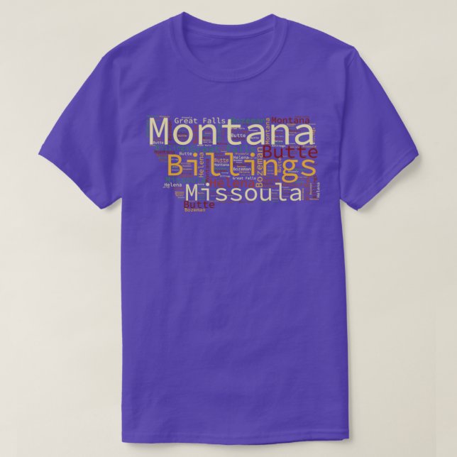 T-shirt Carte et villes du Montana (Design devant)