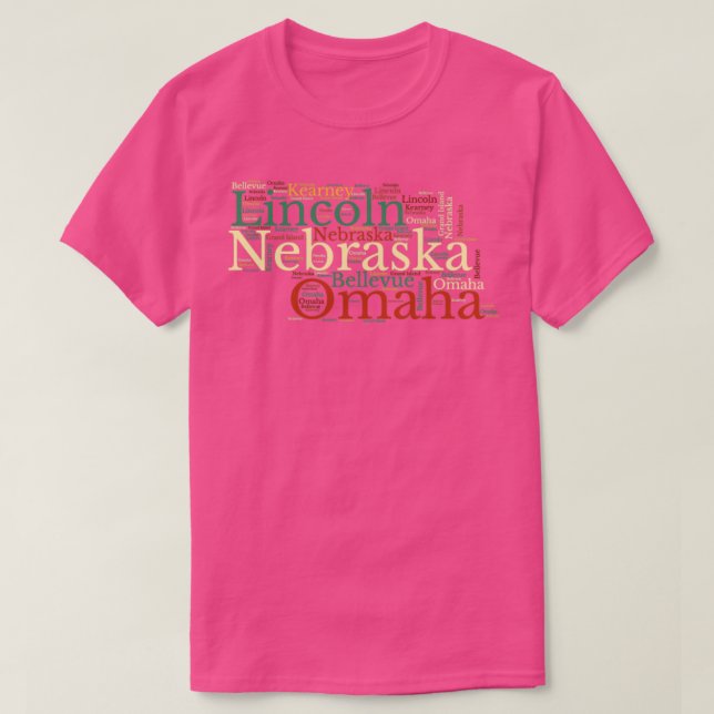 T-shirt Carte et villes du Nebraska (Design devant)