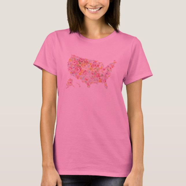 T-shirt Carte Florale Des Etats-Unis (Devant)