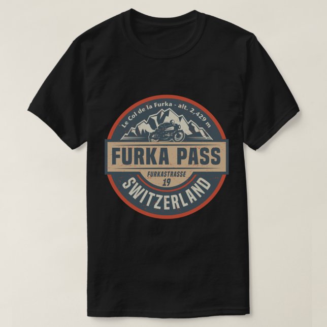 T-shirt Carte Furka, Sticker Suisse (Design devant)