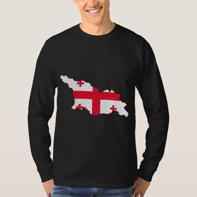 T-shirt Carte GE de drapeau de la Géorgie (Devant)