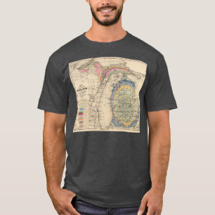 T-shirt Carte géologique vintage du Michigan 1873