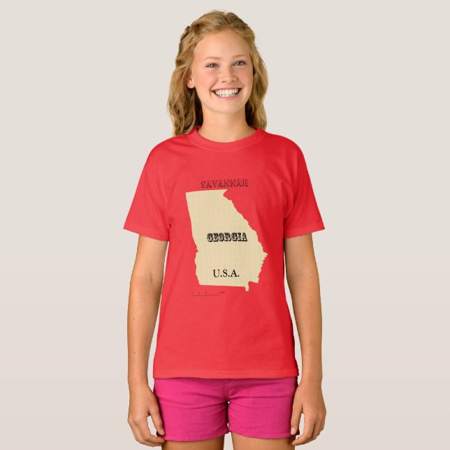 T-shirt - Carte Géorgie avec ville (Devant entier)