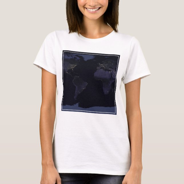 T-shirt Carte globale La ville de la Terre s'illumine la n (Devant)