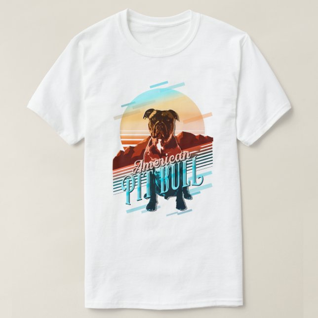 T-shirt Carte graphique rétro American Pit Bull Multi-Colo (Design devant)