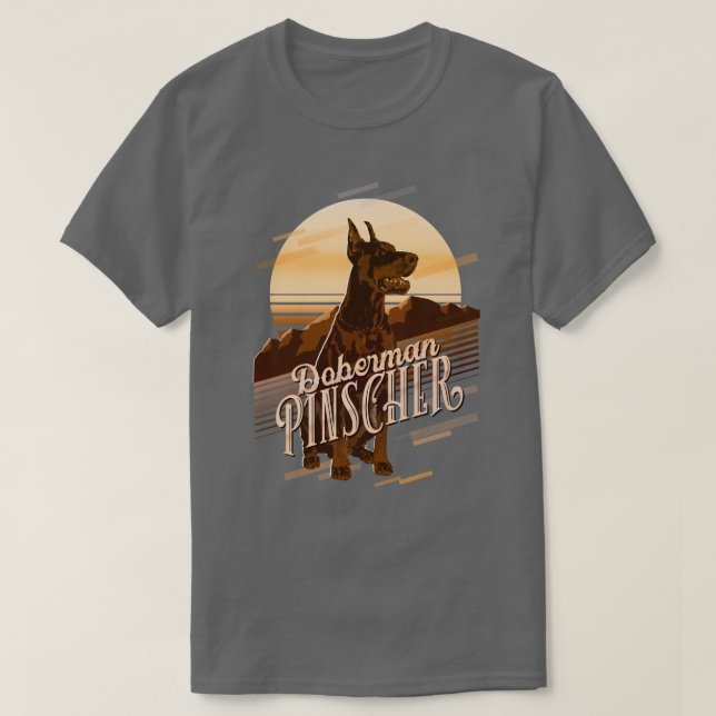 T-shirt Carte graphique rétrospective Doberman Gold ID754 (Design devant)