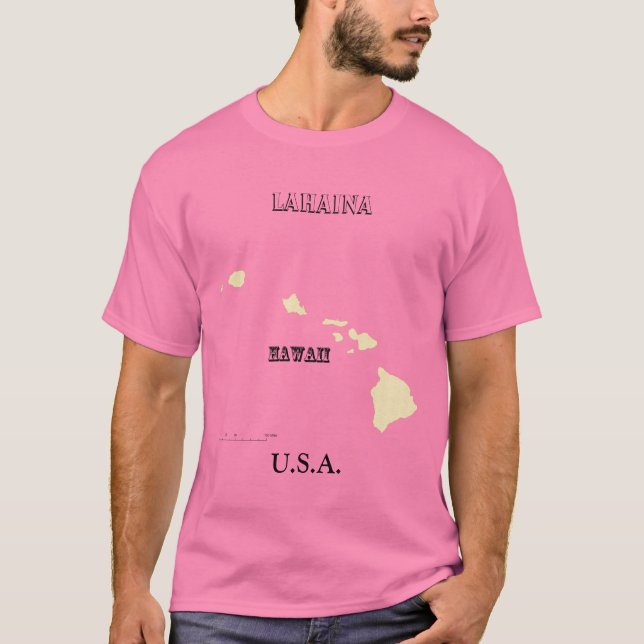 T-shirt - Carte Hawaii avec la ville (Devant)