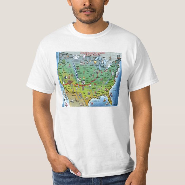 T-shirt Carte historique de bande dessinée de l'itinéraire (Devant)