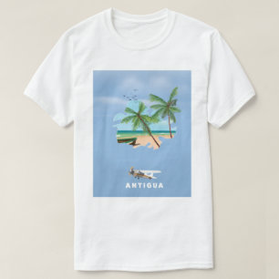T-shirt Carte illustrée d'Antigua affiche de voyage