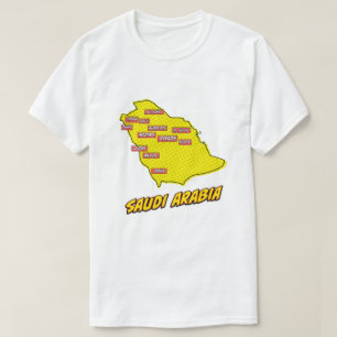 T-shirt Carte illustrée de l'Arabie saoudite dans le style