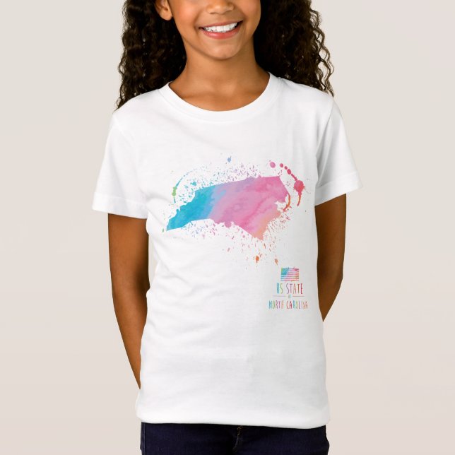 T-Shirt Carte | la Caroline du Nord d'aquarelle (Devant)
