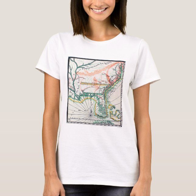 T-shirt Carte : L'Amérique du Nord, 1742 (Devant)