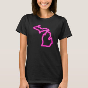 T-shirt Carte magenta au néon fraîche du Michigan