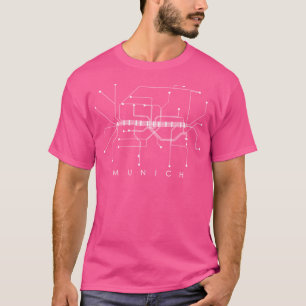 T-shirt Carte Métro Munich - Monochromatique - Blanc Sur N