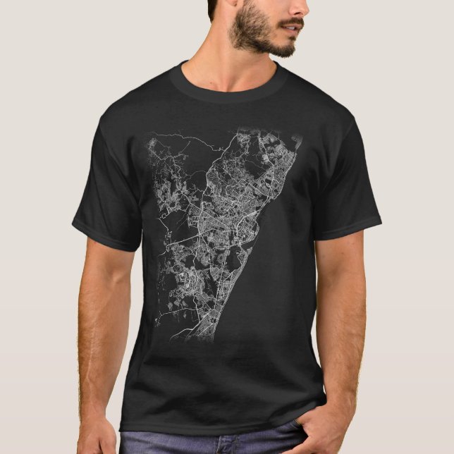 T-shirt Carte minimale de ville de Recife (GROS (Devant)
