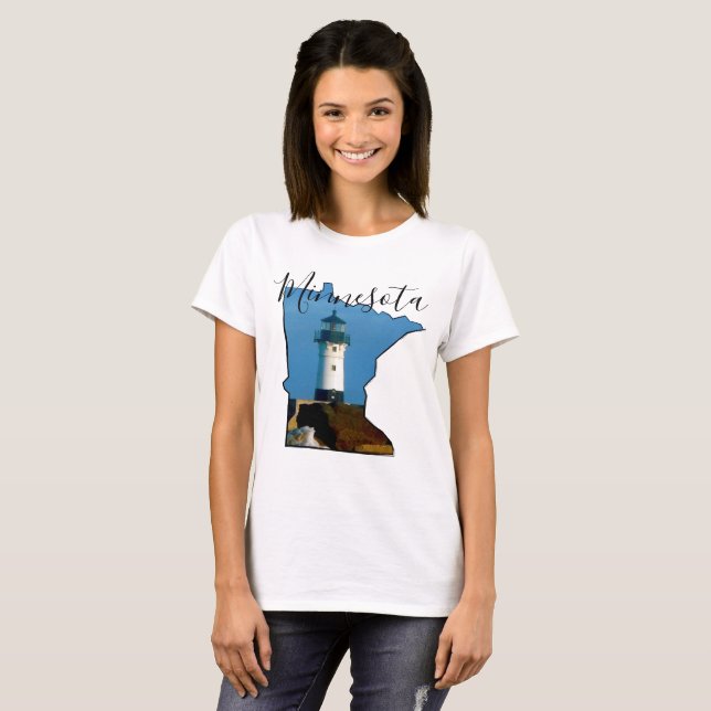 T-shirt Carte Minnesota avec phare (Devant entier)