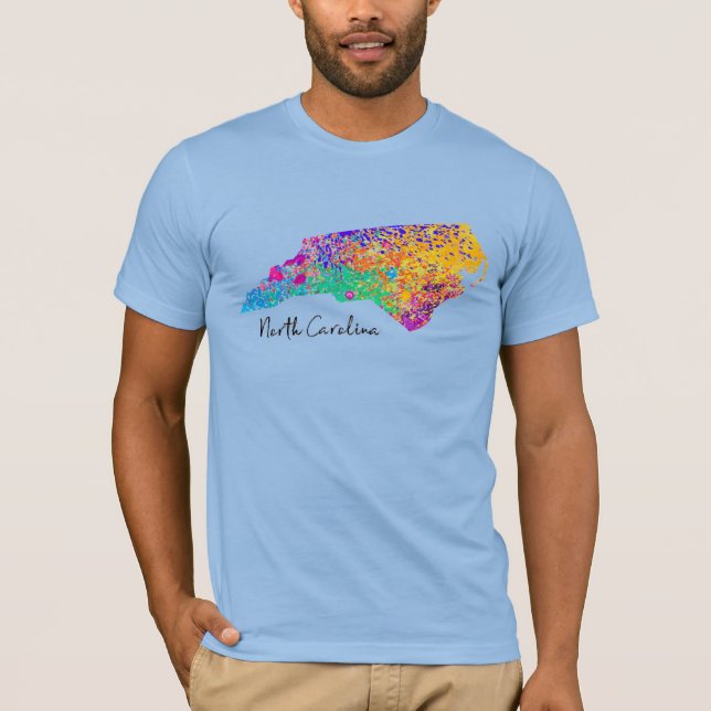 T-shirt Carte moderne de la Caroline du Nord (Devant)