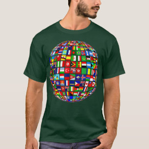 T-shirt Carte mondiale des drapeaux internationaux