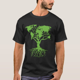 T-shirt Carte Mondiale Forêt d'arbre Sauvez le terrain de