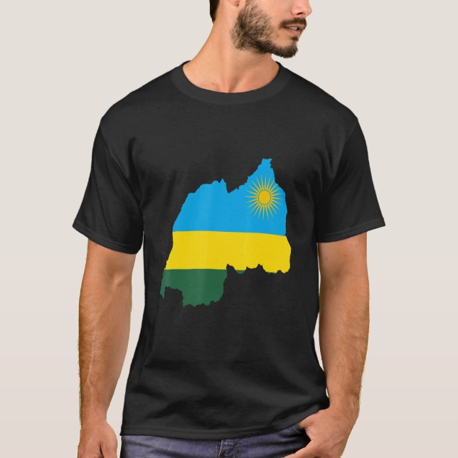 T-shirt Carte Nationale Du Drapeau Du Rwanda (Devant)