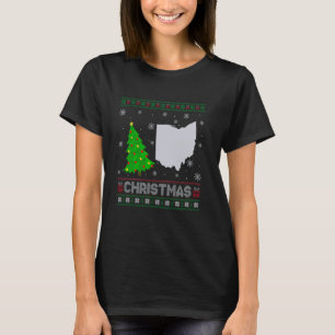 T-shirt Carte Ohio Xmas Tree Lighting laide de Noël