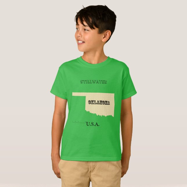 T-shirt - Carte Oklahoma avec la ville (Devant entier)
